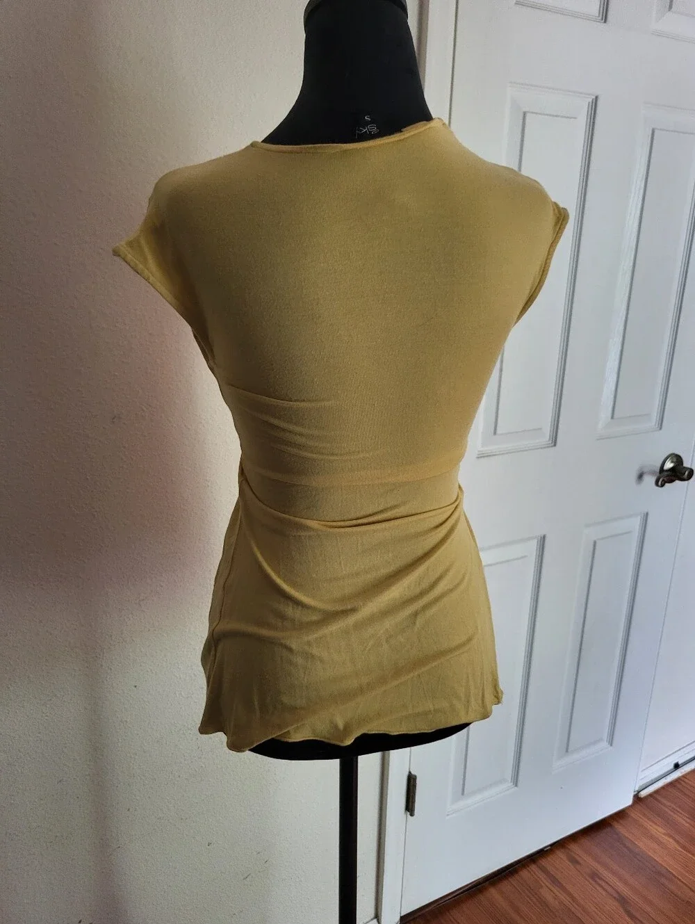 Sky Mustard V-Neck Embellished Empire Waist Tunic, With Jewelled Detail. Size S - Picture 6 of 6